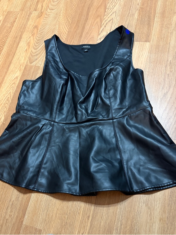 Torrid Black Faux Leather Peplum Tank Top